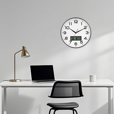 AKCISOT 12 Inch Wall Clock, Silent Battery Operated Analog Clock, Black