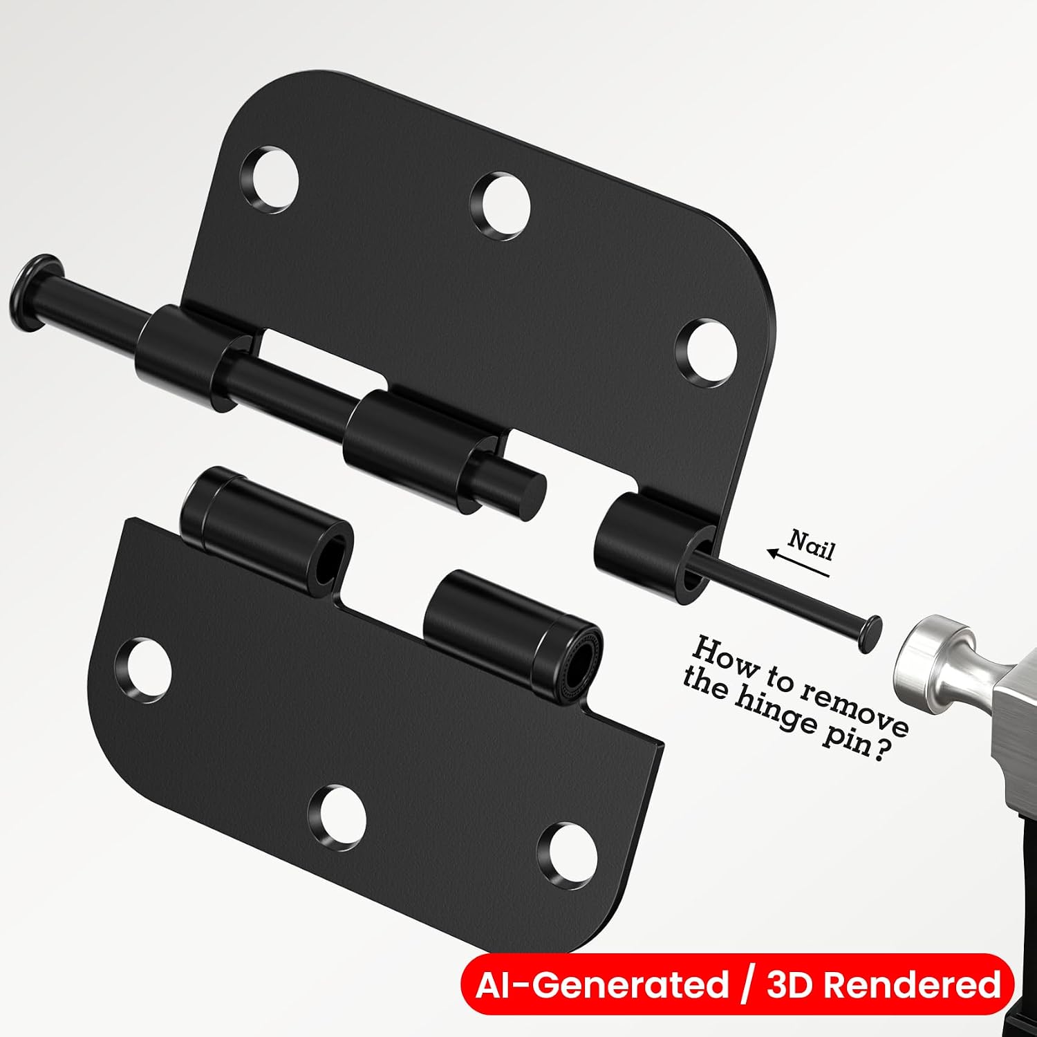 TDCHINGES Rounded Matte Black Door Hinges 3.5" 5/8"Radius Lasting No Squeak