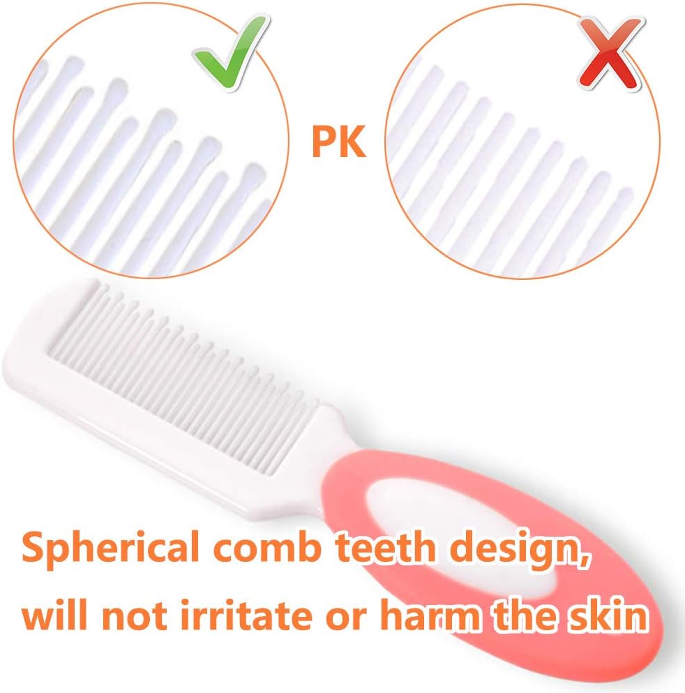 Baby Hair Brush, Cradle Cap Brush, Baby Hair Comb, Baby Hair Brush and Comb Set for Newborns & Toddlers, Baby Brush Soft Bristles, Ideal for Cradle Cap, Perfect Baby Registry Gift (Pink)