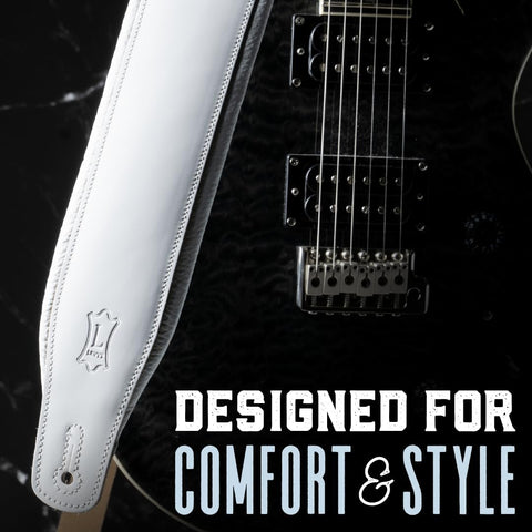 Levy's Leathers Deluxe 3" Padded Leather Guitar Strap; White & White