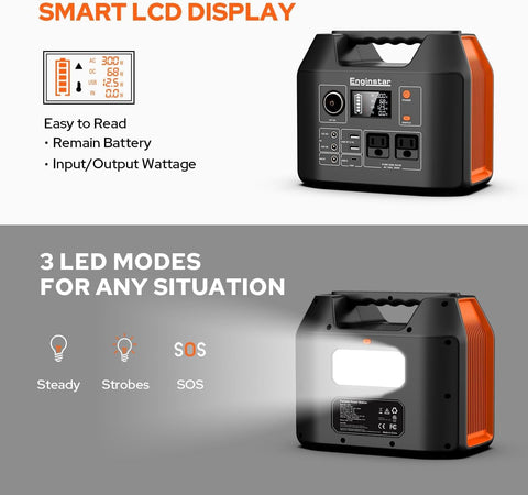 EnginStar Portable Power Station 300W 296Wh Solar Generator