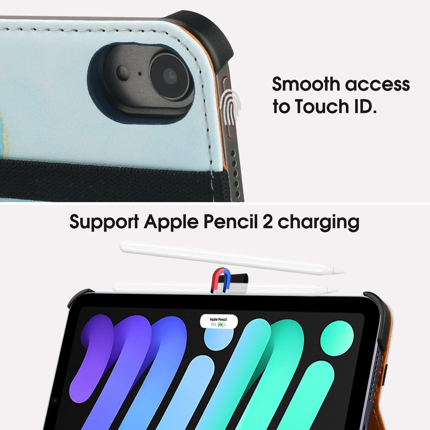 iPad mini 6th Generation Case 8.3 Inch 2021, Premium PU Leather Folio Stand Smart Protective Cover, Multi-Viewing Angles and Auto Wake & Sleep Function for iPad mini 6th Gen（Blue Marble