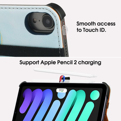 iPad mini 6th Generation Case 8.3 Inch 2021, Premium PU Leather Folio Stand Smart Protective Cover, Multi-Viewing Angles and Auto Wake & Sleep Function for iPad mini 6th Gen（Blue Marble
