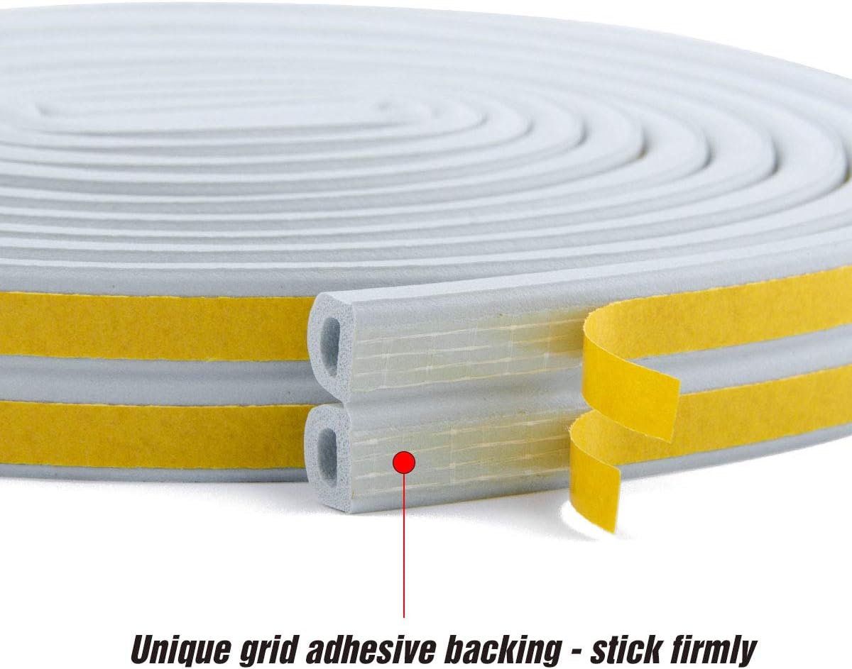 CloudBuyer Door & Window Weather Stripping, Soundproof Insulation Seal Strip with Self-Adhesive Rubber Collision Protection, 16.5 Ft (Grey)