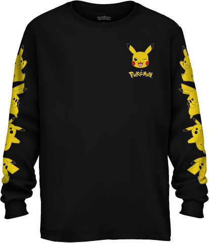 Pokemon Pikachu Long Sleeve Little & Big Boys Graphic T Shirt