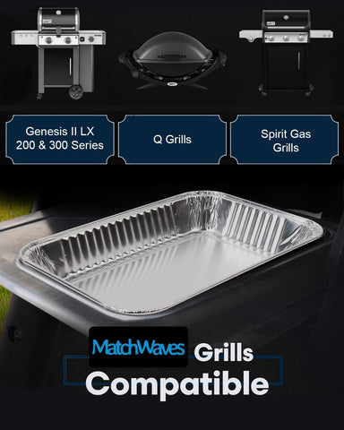 Drip Pans for Weber, Disposable Aluminum Foil Grease Trays for Weber Grills, Universal Replacement Liners for Weber Series, 8.6" x 6" - 20 Pcs