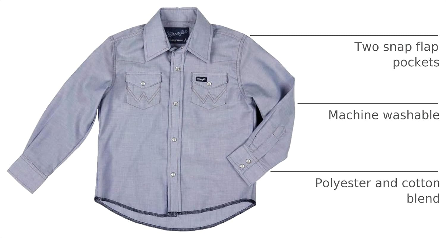 Wrangler Boy's Long Sleeve White Snap Shirt