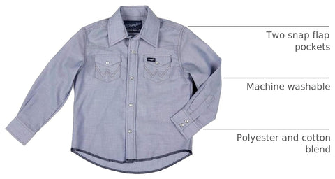 Wrangler Boy's Long Sleeve White Snap Shirt