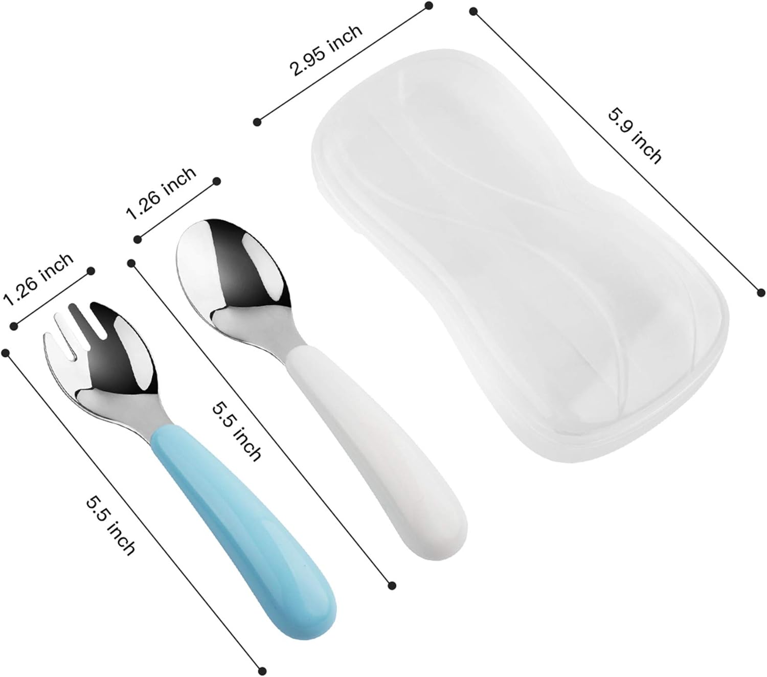 Kirecoo 2 Set Stainless Steel Toddler Utensils with Travel Case