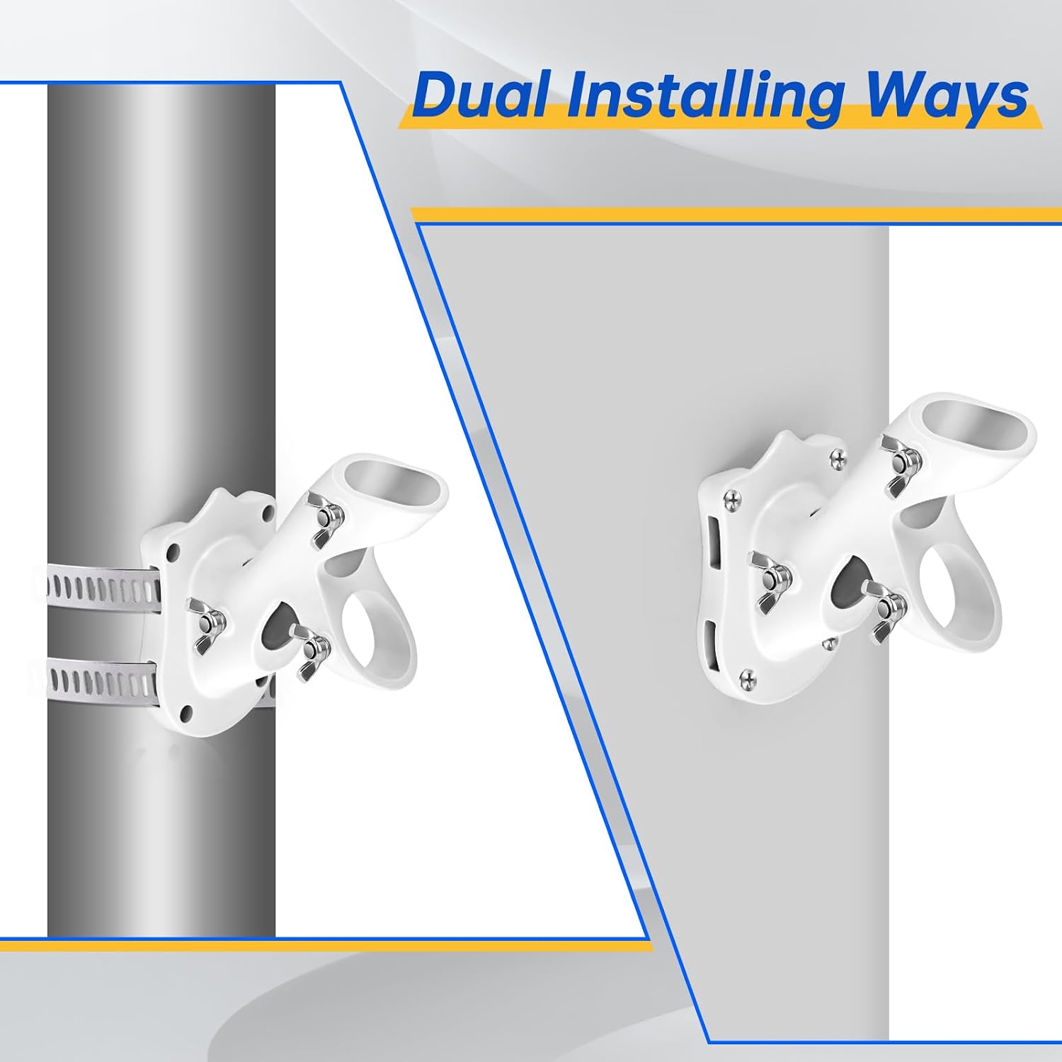 Anovo Flag Pole Kit- Upgraded Holder, Stainless Steel 7 FT Flag Poles with1 Inch Metal 360° Rotating Flag Pole Rings Two-Position Flag Pole Bracket Mounting for Outside House Porch (7 FT - White)