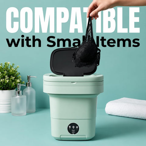 Portable Washing Machine, 11L Mini Folding Washer, Green