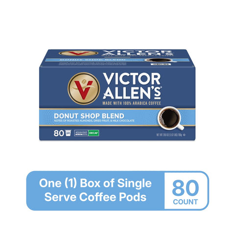 Victor Allen's Coffee Decaf Donut Shop, Medium Roast, 80 Count Single Serve Coffee Pods for Keurig K-Cup Brewers | 100% Arabica beans, Compatible with Keurig 2.0, Under 5mg caffeine per serving, Kosher-OU (Pareve), Single serve coffee pods
