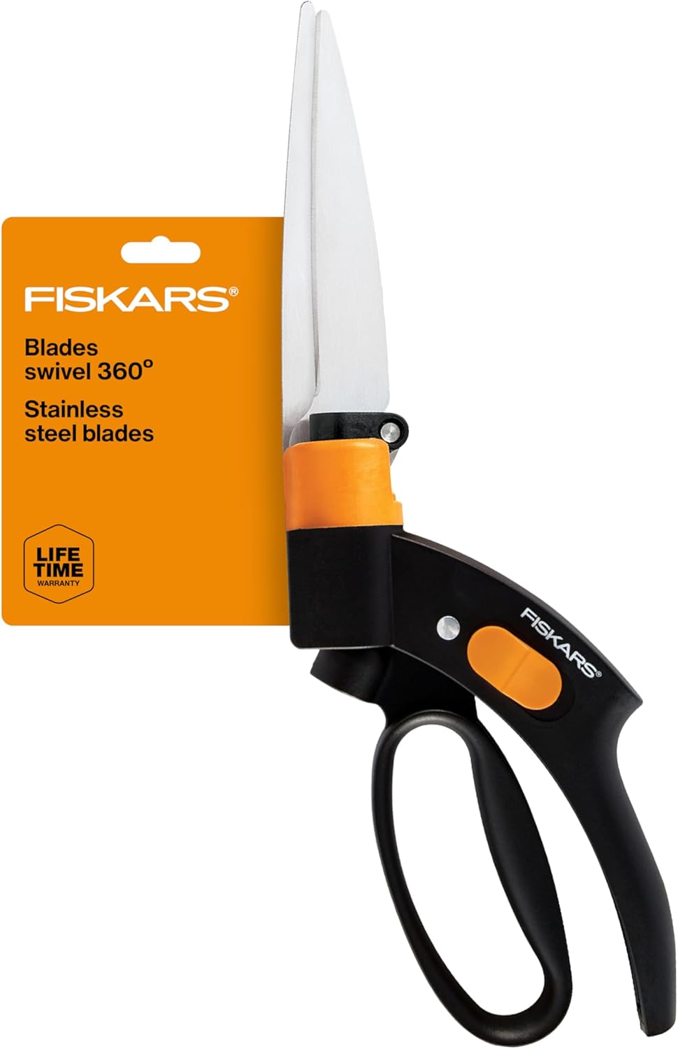 Fiskars 5" Shear Ease Grass Shears, Grass Clippers for Lawn & Garden
