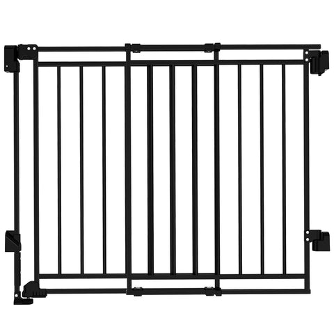 Baby Gate with No Bottom Bar, 29" H x 26.4-43" W, Black | Drill Required, Hardware Mounted, One-Hand Operation, Auto Close, Two-Way Swing for Stairs & Doorways