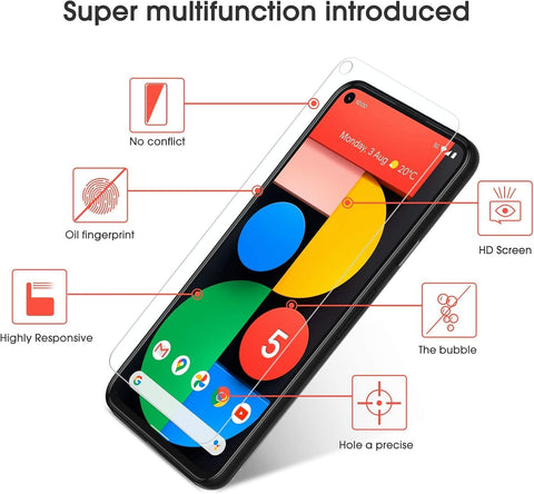 OMOTON [3 Pack Screen Protector for Google Pixel 5 - Tempered Glass/Case Friendly/Anti Scratch Screen Protector for Google Pixel 5