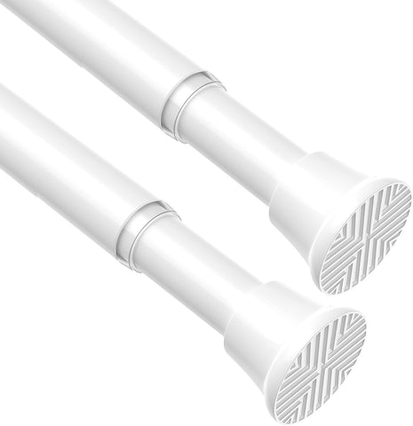 AIZESI 2Pcs Tension Rod 24-46 inch, No Drill Spring Curtain Rod, White