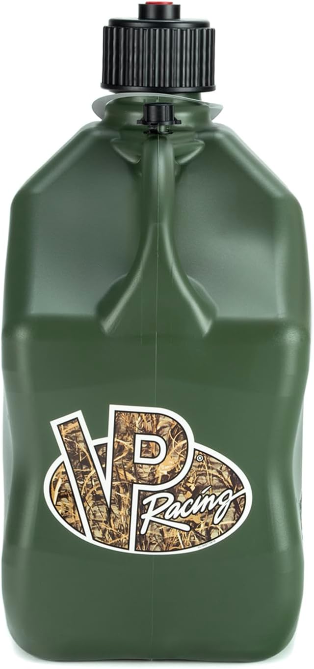 VP Racing 3846-CA, 5.5 Gallon Square Motorsport Jug Camo w/ 14" Standard Hose (2 Pack) Close-Trimmed Cap and Neck for Tight Seal