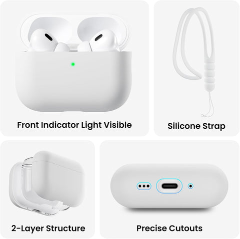 ORNARTO for AirPods Pro 3 Case, Hybrid Silicone, White