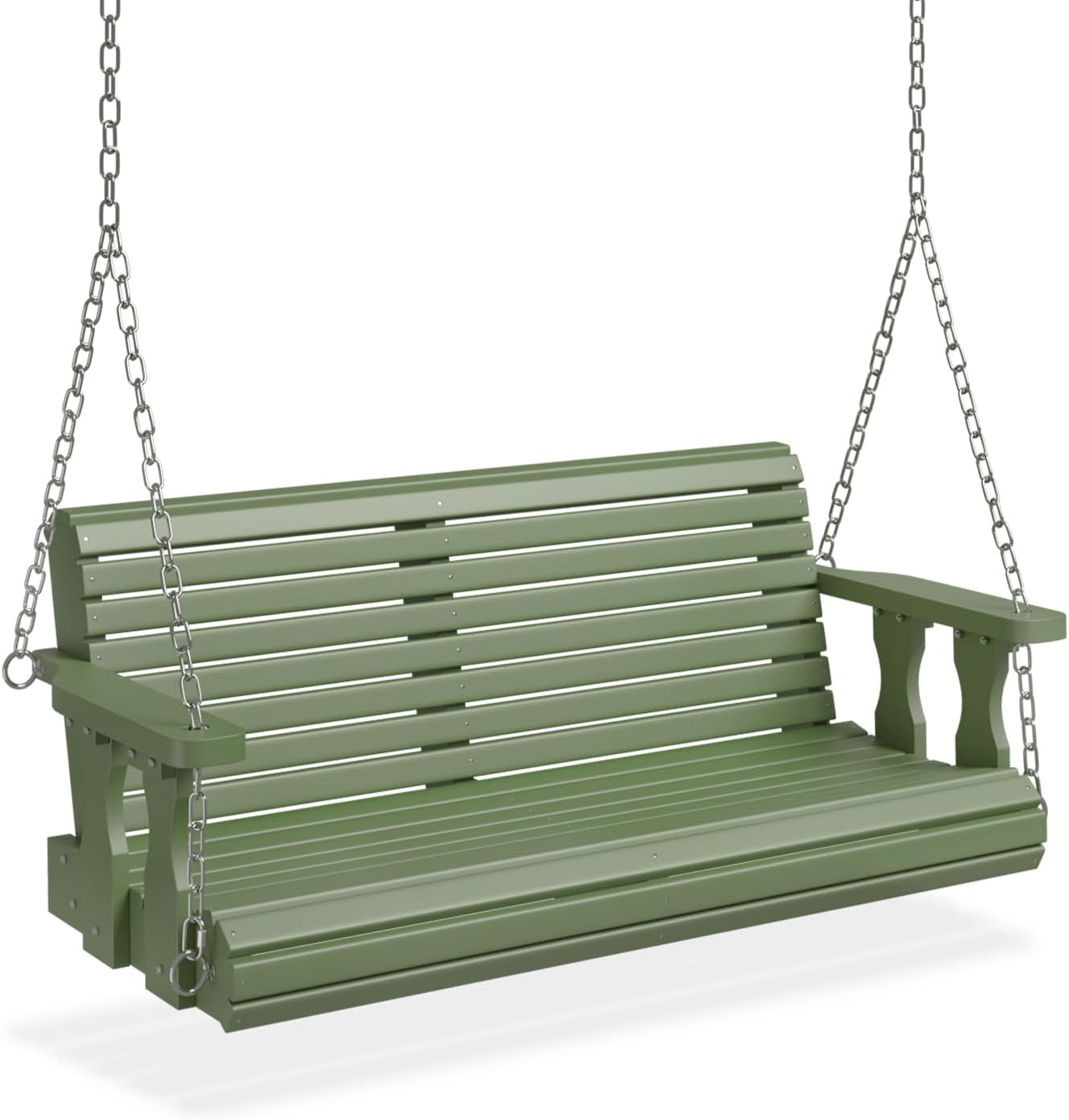 VINGLI 2026 Upgraded 4 FT Wooden Porch Swing, 880 LBS Heavy Duty, Green
