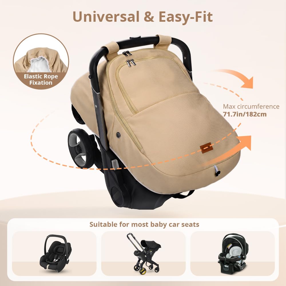 Bioby Winter Baby Car Seat Cover, Infant Car Seat Cover for Boy Girl, Khaki