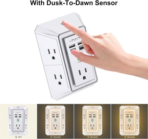 Surge Protector, QINLIANF 5 Outlet Extender with 4 USB Ports(2USB-C)