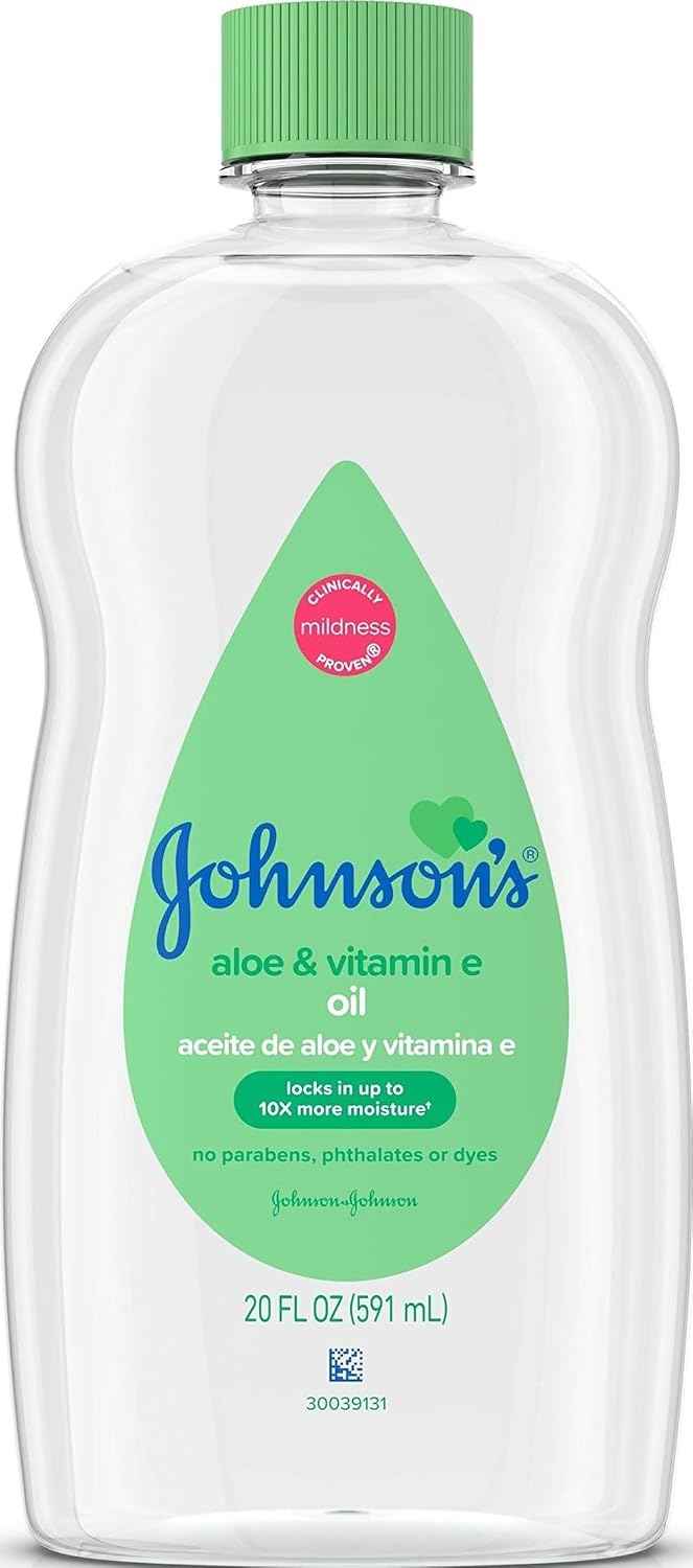 Johnson's Baby Oil, Mineral Oil Enriched with Aloe Vera and Vitamin E, 20 fl. oz