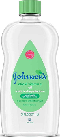 Johnson's Baby Oil, Mineral Oil Enriched with Aloe Vera and Vitamin E, 20 fl. oz