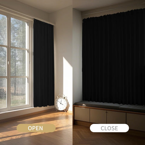 CUCRAF Pure Black Blackout Curtains 96 inch Length 2 Panels Set, Rod Pocket Room Darkening Drapes for Bedroom Living Room, Insulated Thermal Light Blocking Window Curtain (52 x 96 inches)