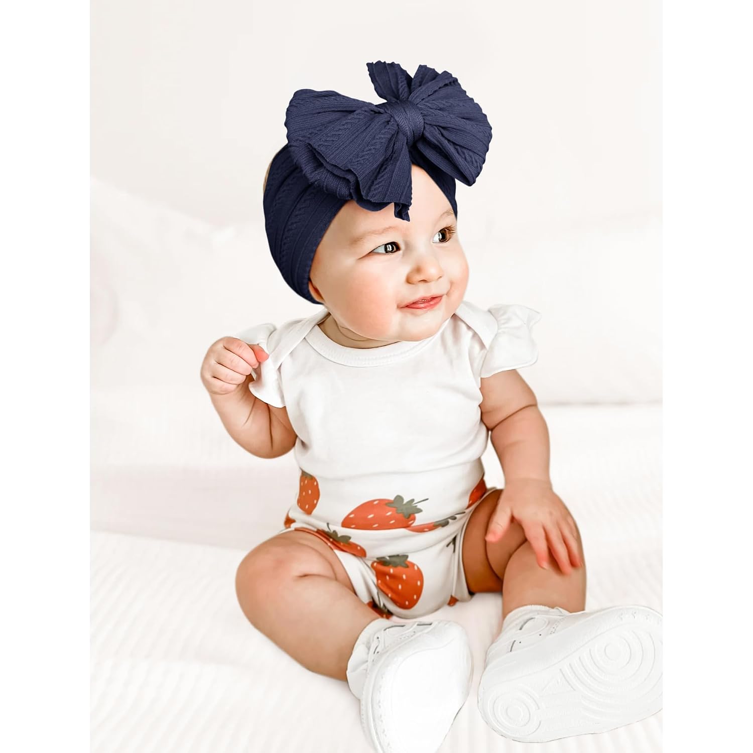 Niceye 6 Pack Baby Girl Headbands with Bows, Soft Stretchy Nylon Bands