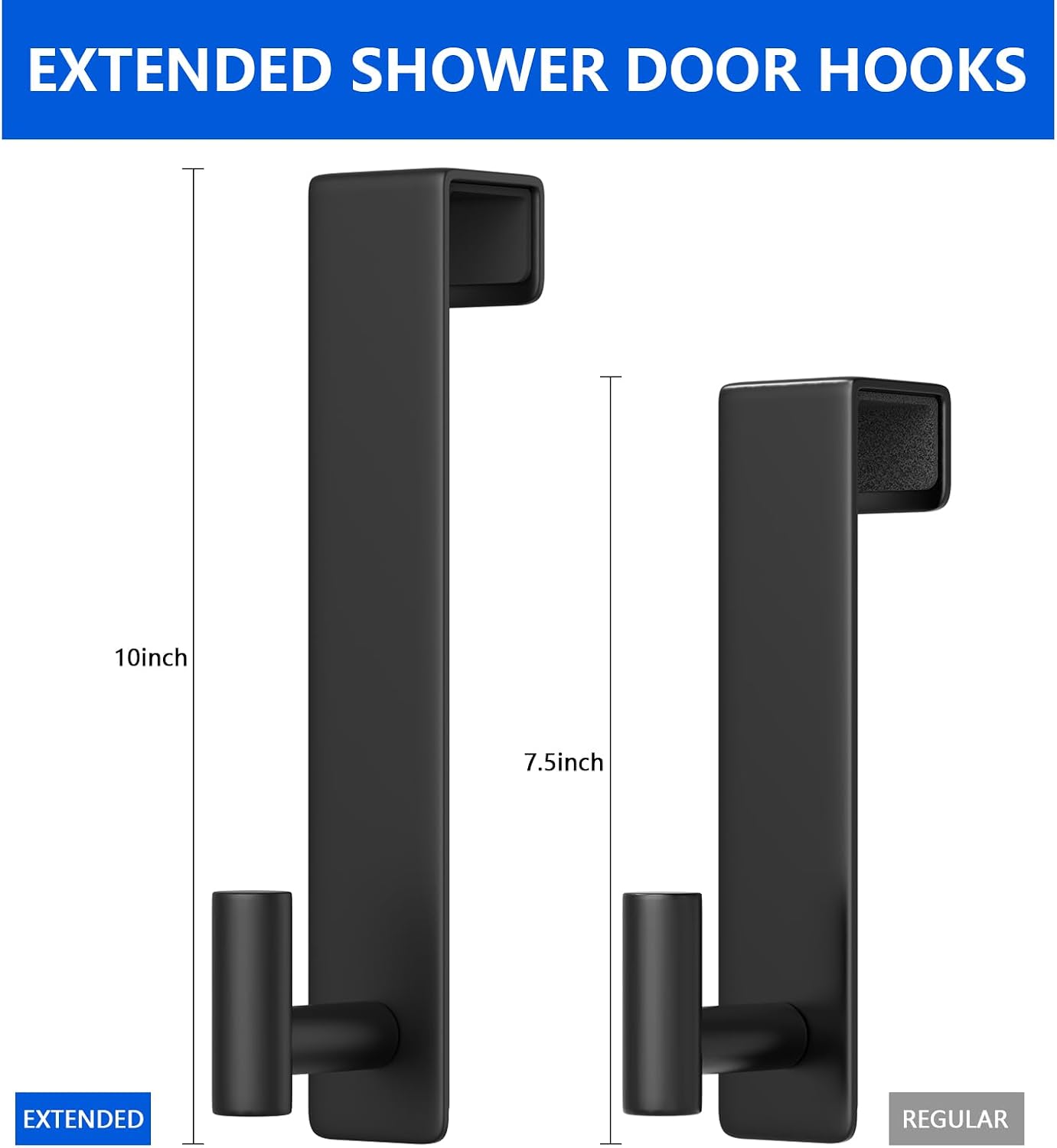 PMMASTO 10 Inch Over The Door Hooks, Black- 2 Pack, T Shape