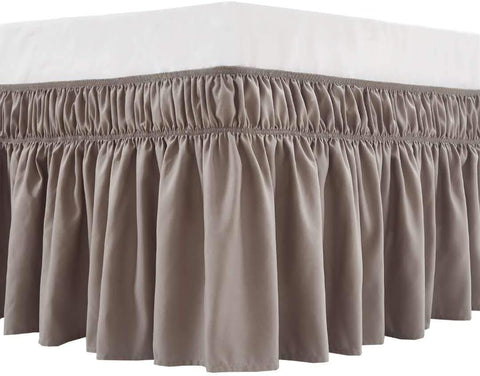 MEILA Wrap Around Bed Skirt for Queen & King Beds, 16" Drop, Dark Grey