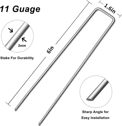 6 inch 50 Pack Landscape Staples Galvanized Garden Stakes