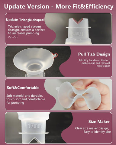 6pcs Updated Silicone Flange Insert 18mm Compatible with Momcozy/Medela/Spectra/Eufy/Lansinoh/TSRETE/Elvie/NCVI/Paruu Breast Pump, for 24mm Flange/Shield, Breastfeeding Essential Replacement Pump Part