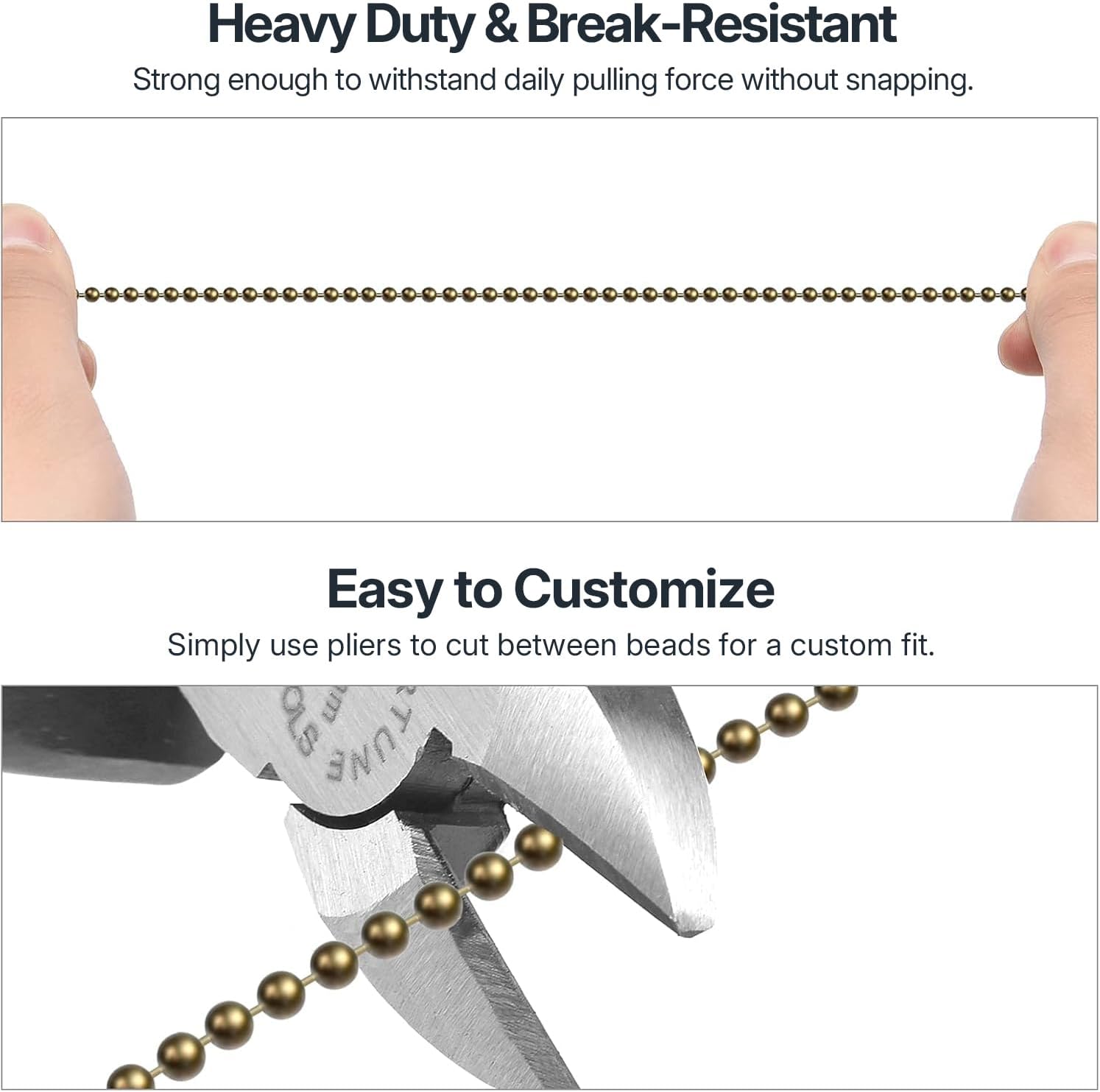 SmoTecQ Ultra Long Ceiling Fan Pull Chain Extender, Embedded with Decorative Frosted Glass Bulb and Fan Cord for 3mm Beaded Ceiling Fans and Light Fixtures (Bronze)