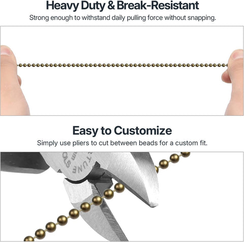 SmoTecQ Ultra Long Ceiling Fan Pull Chain Extender, Embedded with Decorative Frosted Glass Bulb and Fan Cord for 3mm Beaded Ceiling Fans and Light Fixtures (Bronze)