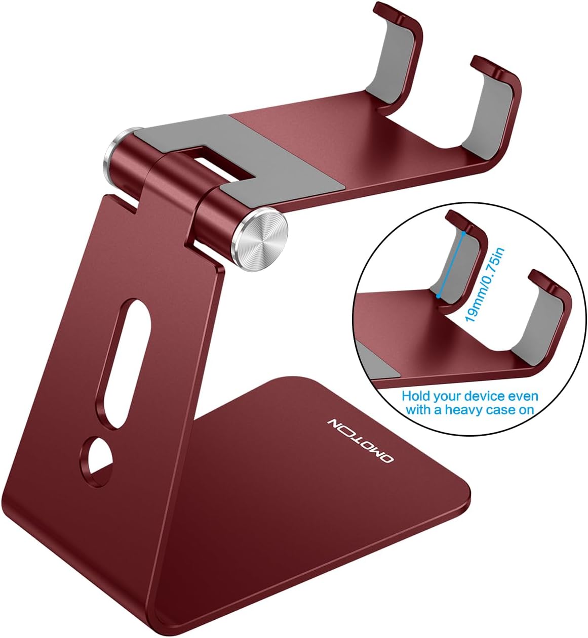 OMOTON C2 Adjustable Cell Phone Stand with Charging Cutout, Cherry Red