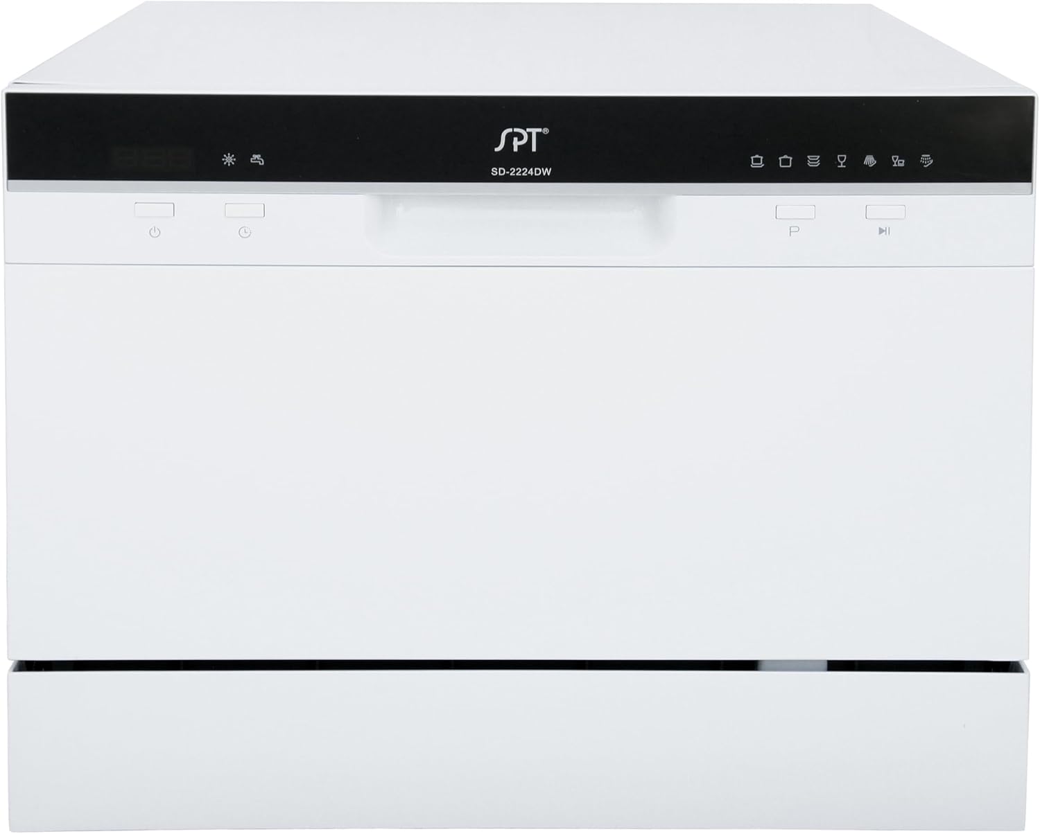 SPT SD-2224DW ENERGY STAR Countertop Dishwasher with Delay Start - Portable Dishwasher with Stainless Steel Interior and 6 Place Settings for Apartment Office And Home Kitchen, White