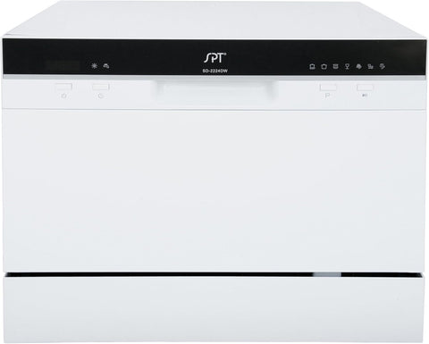 SPT SD-2224DW ENERGY STAR Countertop Dishwasher with Delay Start - Portable Dishwasher with Stainless Steel Interior and 6 Place Settings for Apartment Office And Home Kitchen, White