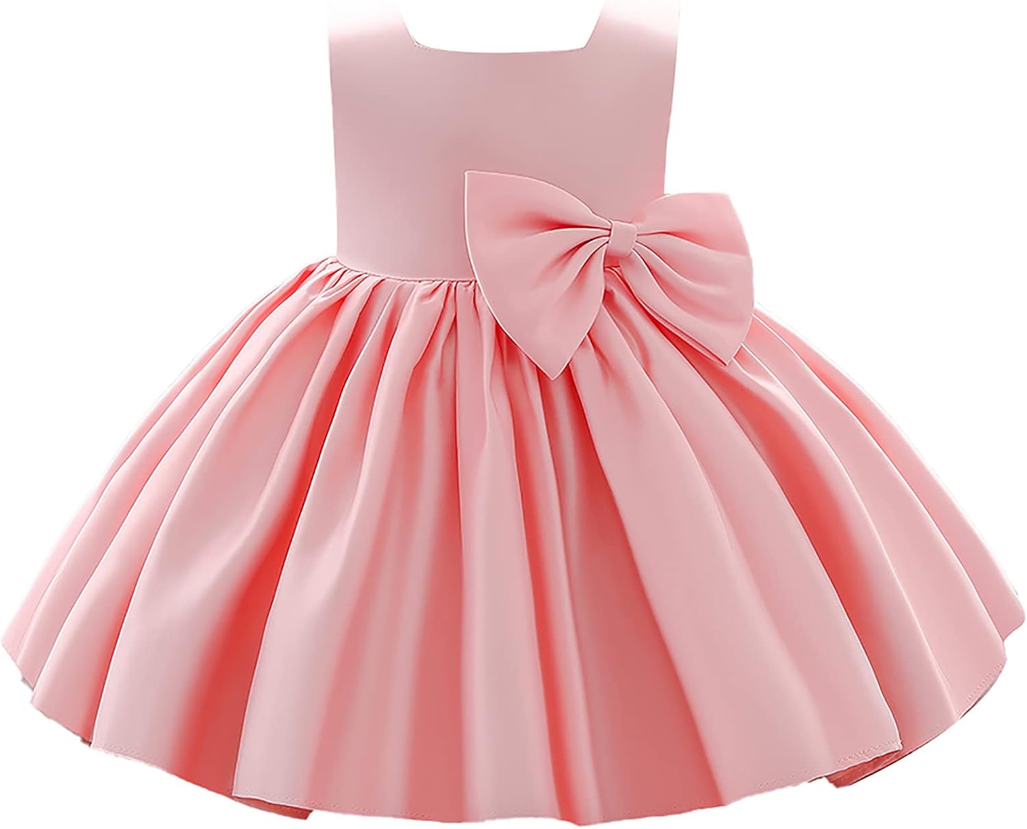 Girl Flower Design Dress Sleeveless Flower Design Princess Wedding Dress for Toddler and Baby Girl