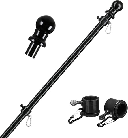 Flag Pole for Outside House, 1" Dia , 2 Tangle Free Rings,Heavy Duty Metal