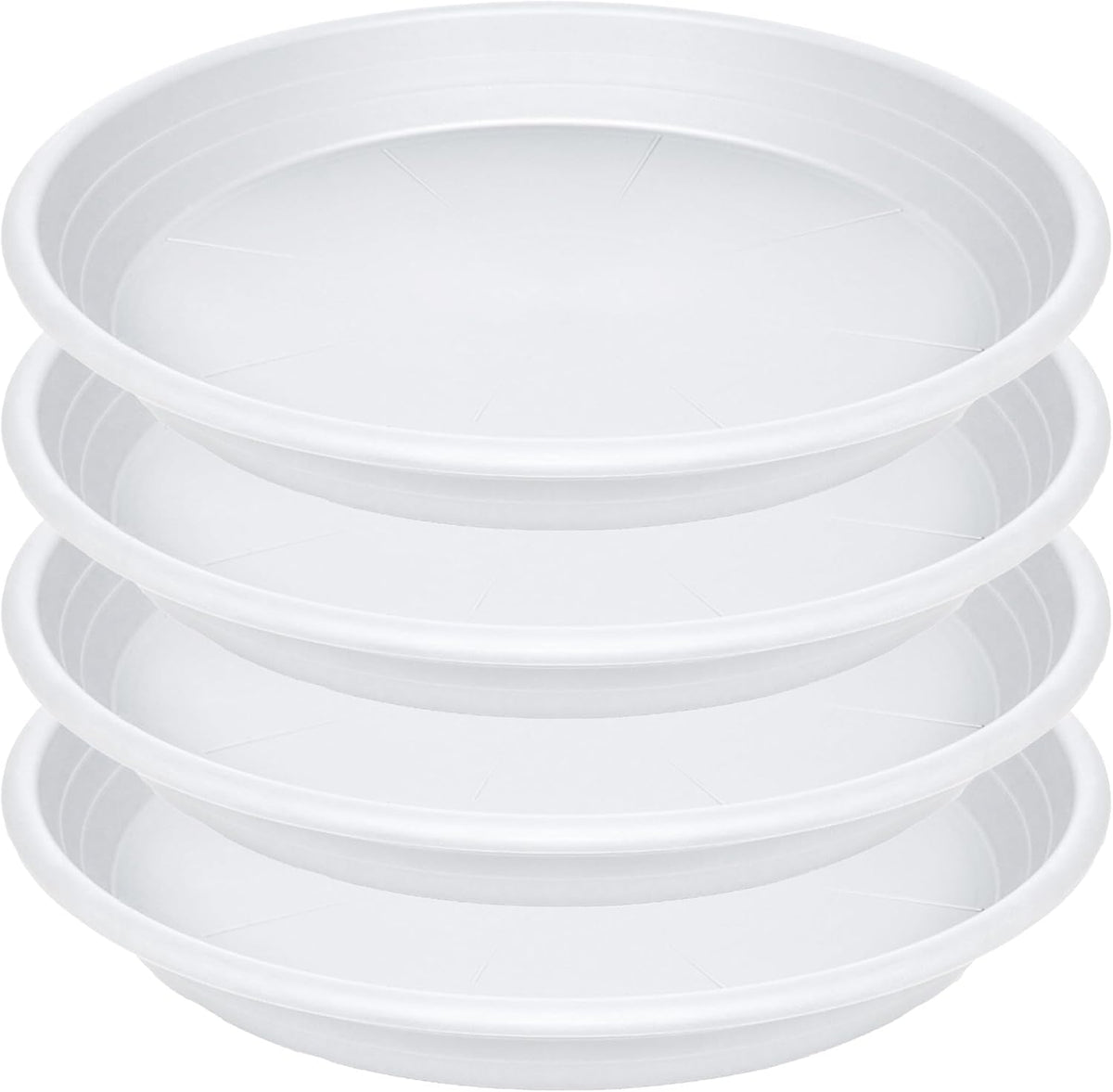 4 Pack of 16 inch Plant Saucer, Large Plant Tray, Heavy Sturdy Plant Drainage Tray for Indoors, Bird Bath Bowls, Sturdy 18 inch Plastic Pot Tray for Planter (White)