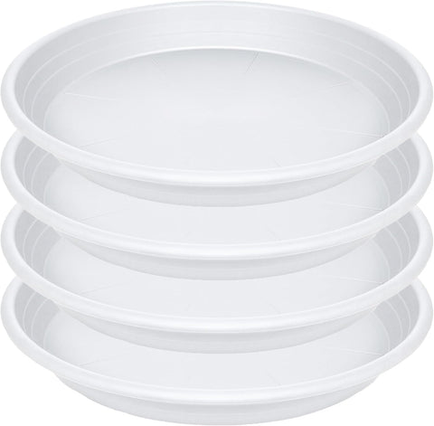 4 Pack of 16 inch Plant Saucer, Large Plant Tray, Heavy Sturdy Plant Drainage Tray for Indoors, Bird Bath Bowls, Sturdy 18 inch Plastic Pot Tray for Planter (White)