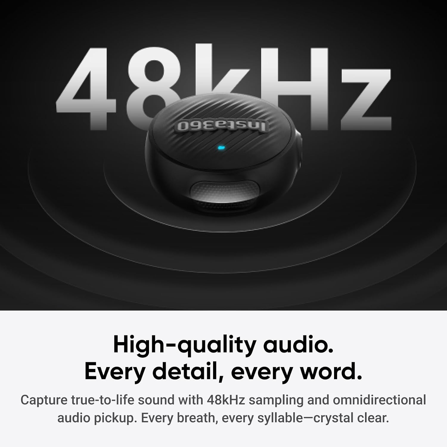 Insta360 Mic Air Transmitter, 7.9g Ultralight, Wireless Microphone, Noise Cancelling, Vlog, Streaming, Compatible Luna Ultra/X5/X4/X4 Air/Ace Pro 2/GO Ultra