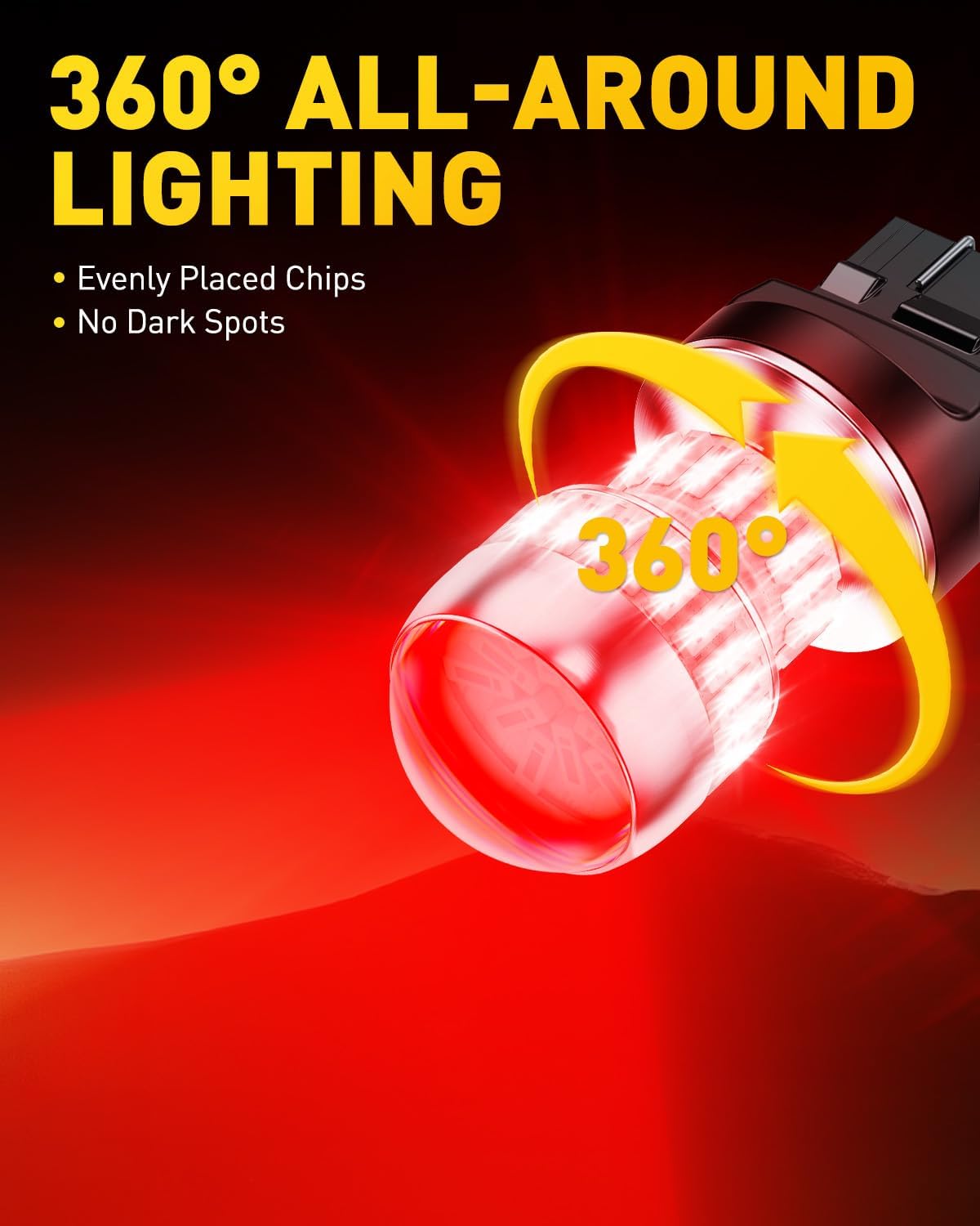 AUXITO Upgraded 7440 7443 LED Bulb Red for Tail Lights Brake Lights, Super Bright T20 W21W 7441 7444 LED Replacement for Stop Tail Brake Signal Lights, Pack of 2