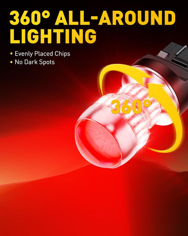 AUXITO Upgraded 7440 7443 LED Bulb Red for Tail Lights Brake Lights, Super Bright T20 W21W 7441 7444 LED Replacement for Stop Tail Brake Signal Lights, Pack of 2