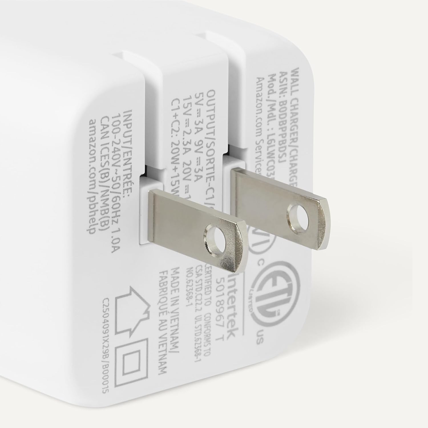 Amazon Basics 35W Fast Charging USB-C Nano GaN Wall Charger, 2-Port for Phones, Tablets, Charge 2 Devices Simultaneously, White