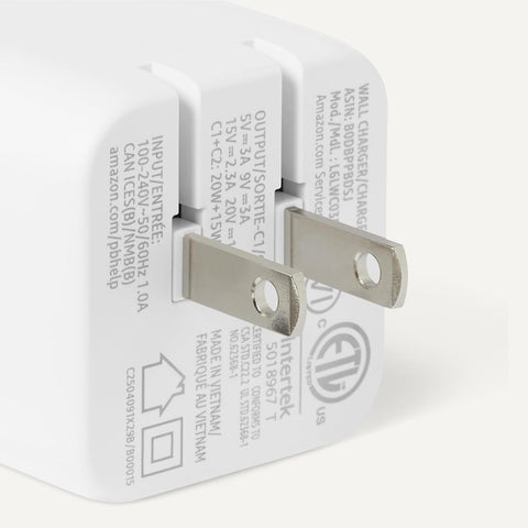 Amazon Basics 35W Fast Charging USB-C Nano GaN Wall Charger, 2-Port for Phones, Tablets, Charge 2 Devices Simultaneously, White