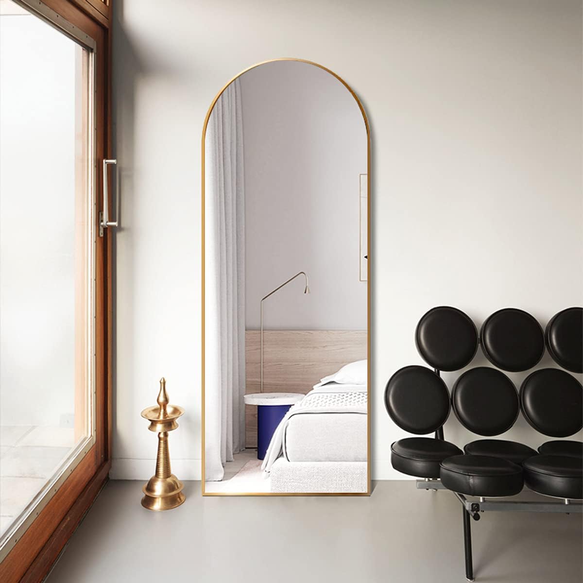 65''x22'' Arched Full Length Mirror with Stand, Full Body Mirror, Mirrors Full Length Floor Freestanding, Wall Mounted Mirrors for Bedroom Living Room Cloakroom (Gold)