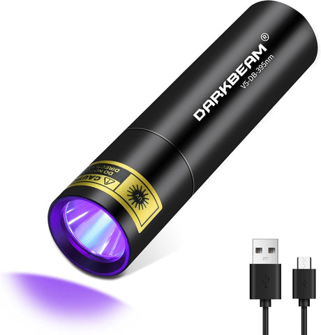 DARKBEAM Flashlight UV Black Light 395 NM, Mini but Powerful USB- C