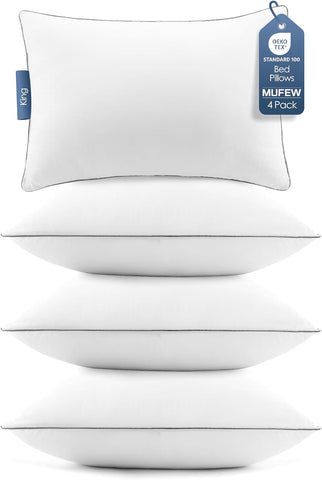 King Size Pillows Set of 4, Ultra Thick Down Alternative Bed Pillows,Cooling Hotel Quality King Size Pillows for Back, Stomach or Side Sleepers,Machine Washable (White,4 Pack)